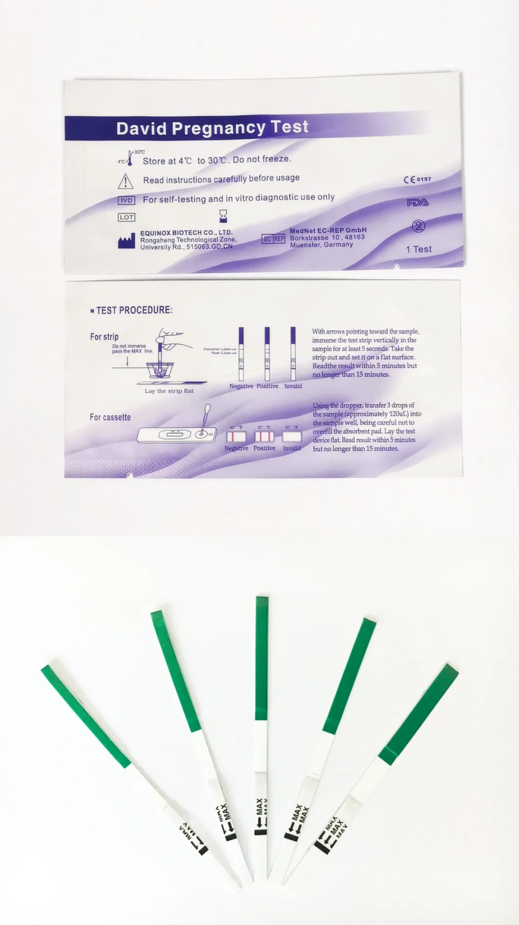 OEM Package CE FDA 510K Approval HCG Accurate One Step Lab Pregnancy Test Strip Kits